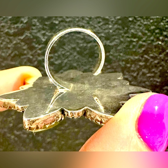 EUC Rainbow Quartz Faceted Flower Bust Sterling Silver Ring - Picture 5 of 13